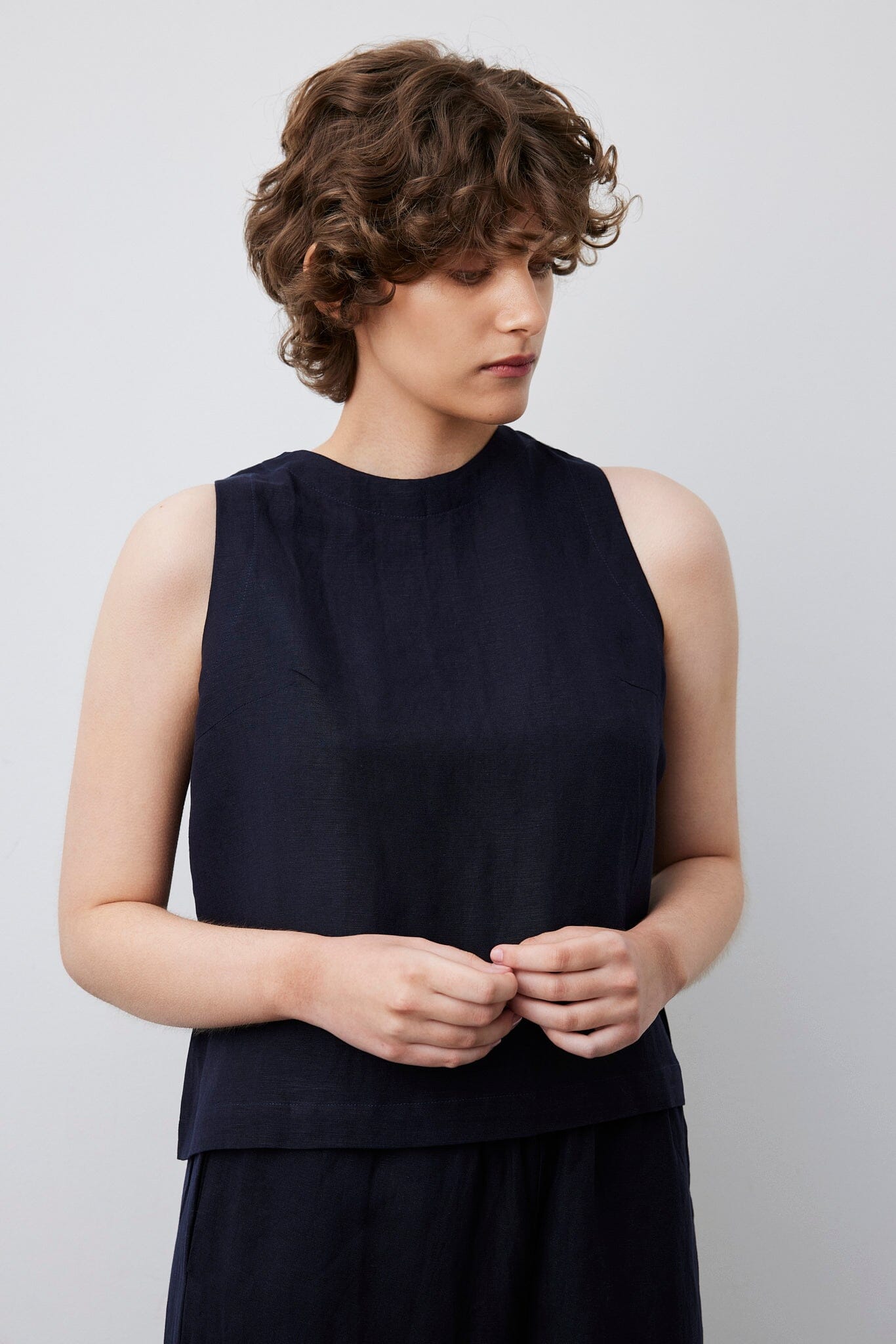 Linen Top Women > Top Bamboo Lyocell XS Dark Blue 